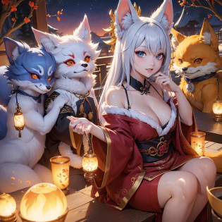light smile, UHD, 8k?,Looking at Viewer,?It is a fictional creature that appears in lore and culture around the world.?Below is?Let's express the image of a general fox yokai with keywords.?

Enchantment and mystique
Shapeshifting ability
Clever and cunning
Has magical powers
Playfulness and mischief
Red fur
Different eye colors
Interact with humans
Protect your home and crops
Familiar work.
Fox Yokai?Japanese?Demon Fox?welcome??and Chinese?Nine-tailed fox?Kyubiko??etc?appearance?Known by name?These yokai are generally?Has the ability to transform?Transforming into human form?It is famous for deceiving humans?pure?The fox monster is depicted as a clever and cunning being?Has magical powers?time?We interact with humans?They are also?Crop protection?When they are?It is said to work as a messenger to serve the house.?

Fox Yokai?Although different cultures have different characteristics and stories?In general, Its charm and mystique?And it is known for its transformative character.