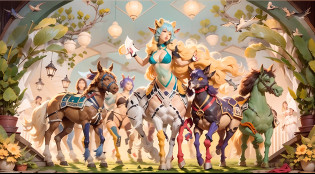 In the beautiful illustration of this super-grand scene?The ultra-distant lens shows us?Over eight separate and distinctive centaur characters?9.9??They all have their own characteristics?Vivid and interesting?Radiant from the heavens?Angelic centaurs?6.6??To nightmarish is?Centaurs surrounded by flames?6.6??And then to the wind dancing in the air?Fairy centaurs?6.6??And thunder and lightning surrounding?One-horned centaur?6.6??and shining metallic ones?Mechanical style centaur?6.6??And then?A centaur with colorful dragon scales covering the whole body?6.6?The power is powerful?Elegant and agile?Elf centaur's slenderness?6.6?Gracefully wears a flower crown?Enchanting and charming?Tiflin centaurs?6.6??Have the indescribable?Raised sexy?6.6?'s?Succubus centaurs?6.6??Each character has their own unique charms and abilities?The illustration uses advanced artistic techniques and tools??Use nesting?woven?stitching?ssee-through?arrange?grouping?Storyboards and other methods?Divide the scene into sections by geometric arrangement?9.9??Each section corresponds to a centaur character?This makes more efficient use of space?Through Midjourney's advanced brush tools?Color palette?Material packs and model packs?Texture tools?For each centaur, beautiful props are designed to increase racial characteristics?Clothing and physical features??Enhances the character's personality and visual appeal?2.5??The scenery in the illustrations is stunning?There are changing skies?rainbowing?extreme light?Stars and Moon?Incorporating iconic landmarks such as Mount Everest?and fireworks?tranquil lake?Natural and urban elements of waves and neon lights?Creates a magical atmosphere?The centaurs display their unique abilities and equipment in a variety of environments?This is true even in extreme alien landscapes??Use Midjourney's tools?Material packs?Texture tools?The color palette makes depicting details vivid and realistic?9.9??From complex hairstyles and as well as different racial traits?Body?Ap