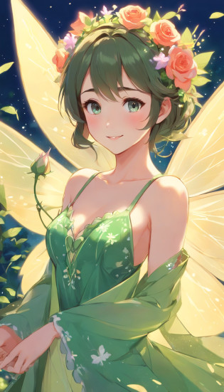 a drawing of a fairy with a rose in her hand, study of a flower fairy, fairy aesthetics, space flower fairy, faerie, portrait of a fairy, portrait of fairy,topless, large round breasts, deep cleavage,  barely covered nipples, indented fabric, blushing, smiling as a queen of fairies, queen of the fairies, beautiful fairy, the non-binary deity of spring, fairy queen, elf girl wearing an flower suit, fairylike