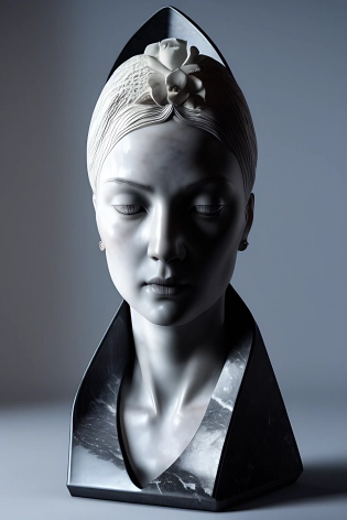 highly detailed marble sculpture of a female necromancer, volumetric fog, Hyperrealism, breathtaking, ultra realistic, unreal engine, ultra detailed, octane render, vray, lumen reflections, [ bad anatomy, blurry, fuzzy, extra arms, extra fingers, poorly drawn hands, disfigured, tiling, deformed, mutated]