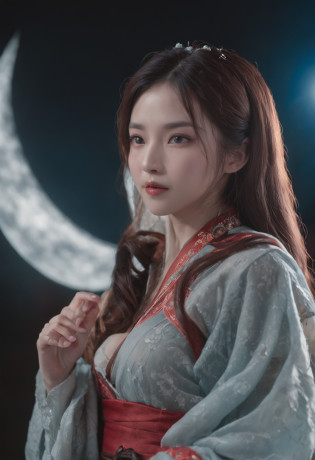 in a panoramic view?magic realism? anime big breast?Masterpiece, hyper HD, Super detail, High details, Best quality, A high resolution, A high resolution, Award-Awarded, Award-Awarded, Anatomically correct, 8K????full moon?holding hands in the moonlight?Peaceful night sky in the background?Traditional romance, xianxia fantasy, Chinese fantasy, beautiful moonlight night, Chinese style, moonlit night dreamy atmosphere???Boy in blue and anime girl in red dress?1.5?Delicate girl?beuaty girl?Chinese Hanfu?inspired by Leng Mei?Romantic atmosphere?1.5?Cinematic lighting?Chinese premium color scheme?, One shoulder bare, Huge bust????japanaese girl, 16 yaers old , Thin face, Small stature,, Slim waist, full bodyesbian,on the floor on all fours,