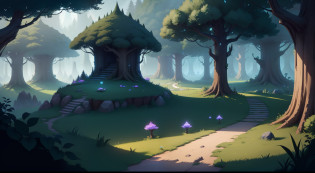 background art, 2D design of the game environment, Graphic style as in the game Ori, Ori game-level background, Background Forest, 2D game art background, deep environment, background illustration, 2D game graphics, 2D art games, Detailed game graphics, Cave setting, detailed digital 2d fantasy art, Game Environment Design, 2D game background for a platform game, 2D game background with 4 plans, 1st plan is black and blurry, The 1st plan includes bushes and stones, 2nd plan, clear, detailed, traced;, The 3rd plan is slightly blurred with an aerial perspective.