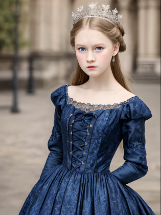 Best quality, Masterpiece, high resolution, Original, highly detailed wallpaper, Beauty,?dress, ?teens girl?Real Human?Authentic?blond?Blue eyes?Old photos?Angry?irate?bit girl?Angry face?English aristocratic dress?Angry?British retro style