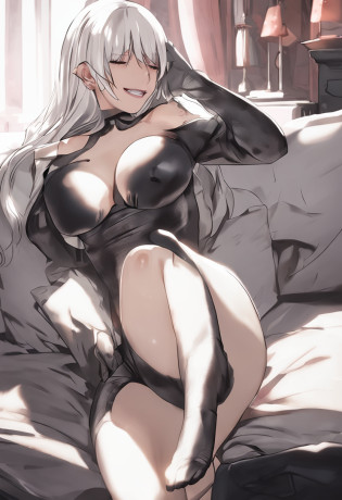2B de Nier Automata por tras, Grabbed her ass cheek with her hand and sat down on the bed, 1girl in, The human, Fully exposed large breasts are not covered, nabel, Showing a lot of skin, No funds, legs apart (Master Parts, Best Quality), side lights, closed her eyes, Correntes, ??, Lying in a bed, open open mouth, moaning, Heavy breathing, red blush, Flare, O cabelo multicolorido, Hair buns, 16 K, Haute, Best Quality, Awarded, hightquality, high d�tails, super detailing, Textured Leather, tre anatomically correct, ccurate, retinas, nffsw, Master Parts, retinas