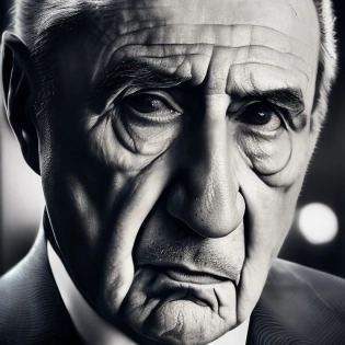 photograph close up portrait 70-year-old italian mafia boss in suit , killer, serious, stoic cinematic 4k epic detailed 4k epic detailed photograph shot on kodak detailed bokeh cinematic hbo dark moody --ar 17:22 --beta --upbeta