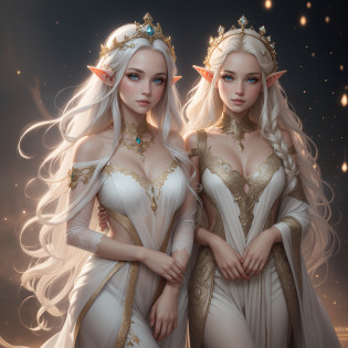 A woman with a crown and a TIA on her head, beautiful and elegant elf queen, Guviz, Fantasy art style, 8K high quality detailed art, Elf Princess, alluring elf princess knight, digital fantasy art , beautiful elven princess, beautiful and elegant female elf, (long  white hair?White-colored skin?Elf Girl?The skin is translucent white?sparkle in eyes?The elves were dressed in pure white)?beautiful  face?Lonely pale face?facing to audience?Particle?Glow?Guviz-style artwork, WLOP Art,