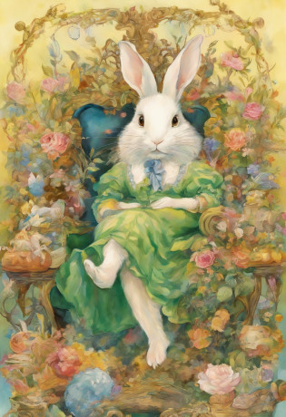 comi? style, painted in vivid watercolor, Bipedal rabbit, Roupas fofas, olhos verdes, branco, cinza, azul. amarelo, em uma toca, smelling a sofa, sniffing a couch, extremamente detalhado, altamente detalhado, obra prima, Fundo do conto de fadas, Wonderland, dynamic colours, Luz de conto de fadas, Directed by: Beatrix Potter, Susan Wheeler, Cristopher Denise e Jean-Baptiste Monge, UHD 32k