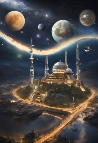 Help me draw a science fiction picture?The theme is science and environmental protection?The whole painting has a starry sky as the background?At the bottom is the Earth?Tall buildings can be seen on Earth?All sorts of garbage?Including hazardous waste?Food waste?Other garbage and recyclables?Above the earth,There is a huge space junk power station in space?The power station is divided into three levels: The upper part of the body, Lower middle part?At the bottom are various pipes?Same with all kinds of garbage?Used for garbage collection?The middle tier is used for garbage disposal?There will be a variety of small robots?Smart devices do all kinds of garbage disposal and conversion?The upper floor is a waste-to-energy power station?and the middle tier is connected through the conversion device?It is used to convert treated garbage into electricity?Waste-to-energy plants will be and earth?Other planets and spaceships?moons?Spaceships and so on are connected?Power supply?This painting is the work of the second grade of elementary school?The painting style is simple?Op. A2 paper size?hand painted style?Don't get too complicated?Embodies the characteristics of children's paintings