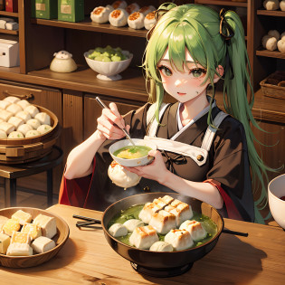 Eat gohei mochi and dumplings grilled on a net?Matcha with --auto