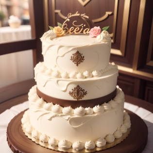 INT. CONFEITARIA - DIA

Uma confeitaria alegre e movimentada, com mesas ocupadas por clientes satisfeitos e deliciosos bolos expostos em uma vitrine. Na parede ao fundo, a BECA CAKE LOGO draws the attention of all those present.

CLOSE-UP na LOGO da BECA CAKE:

The logo consists of a detailed decorated cake, posicionado na frente da parede. O bolo possui camadas suavemente empilhadas, cobertas com um creme branco e bordas delicadamente esculpidas com flores coloridas.

Em cima do bolo, em letras elegantes, is written 