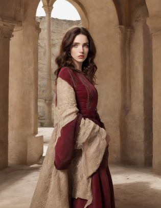Uma mulher jovem linda atraente inspirada em Emily Rudd, como Emily Rudd, (((with random costume))), ((((Autorretrato do rosto realista))), autoretrato do rosto com zoom aproximado com fundo desfocado, (((Atmosfera sombria: in an indoor rustic castle environment)))