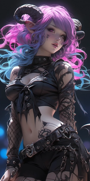 synthgoth chimera on festival stage, by daz3d