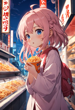 Anime Female characters snack street