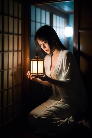 (tmasterpiece?high-level image quality?high high quality)?(The ghost of a young beauty)?Female ghost stories,(Japanese ghost stories?Spirit?Psychic phenomena)?Wandering spirit?Amazing beauty????Excellent style?Incredible images?She looks like a Japanese model actress.Glossy?full body Esbian?Release cold air?Chill? Beauty Yokai?dim murky lights.lantern?canny?Frightened?Japan houses?nigth?((fiction?Horror pictures?Ghosts?Aura?Psychic photography))?(Grievances?Nasty souls?Evil spirits?Angry souls),Japanese cemeteries?Japanese hell?(Kosuke Kaneda's suspenseful world),(The human body is structurally accurate?Ghosts also have legs),(Think about life after death?Ghost stories and ghost stories in horror works are mostly fictional)?cleavage