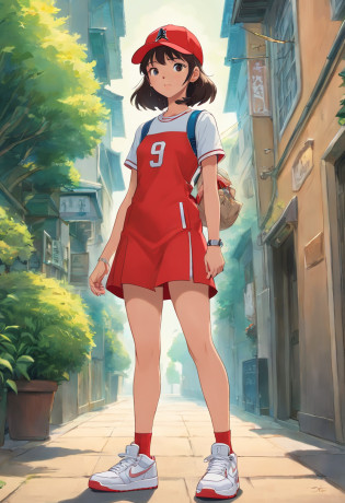 1girl in tight short dress and baseball cap with Air Jordan 1 High by Jordan x Dior