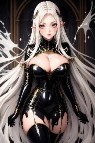<lora:alpha:0. 8> FluidArt, human body covered in paint, dancer pose, photoshoot pose, dramatic, tri-color, long sleeved frilly victorian dress made of thick dripping paint, rich thick cords of paint, medusa paint hair, alluring pose, body metamorphosis, thick body of paint, appendages and legs transform into thick dripping paint, wide-zoom shot, hair metamorphosis into thick paint,