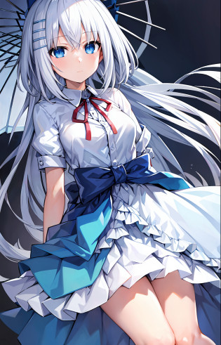 ((masterpiece, best quality:1.2)), (ultra-detailed:1.2), tobiichi origami, origami tobiichi, origami, data a live, white hair, larg hair, (schl1),