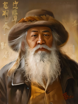 painting of an old man with a long beard and a hat, by Xie He, by Li Gonglin, by Zhang Lu, by Mikhail Evstafiev, by Wladyslaw Strzeminski, by Ji Sheng, by Zhang Wo, by Li Shixing, by Xiang Shengmo, by Bertalan Karlovszky