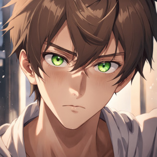 desiludido, Anime boy with brown hair and green eyes looking at the camera, cabelo cacheado, dead expression, Nice realistic portrait, anime semi-realista, detailed anime soft face made by anime painter studio, Retrato anime do homem bonito, realistic anime art style, arte cg anime suave, anime de rosto de alto detalhe, anime semi-realista, estilo anime semi-realista, Retrato estilo anime, homem alto do anime com olhos azuis