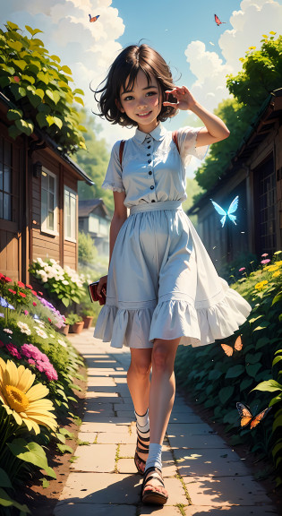 Illustration of a 10 year old brunette girl, 