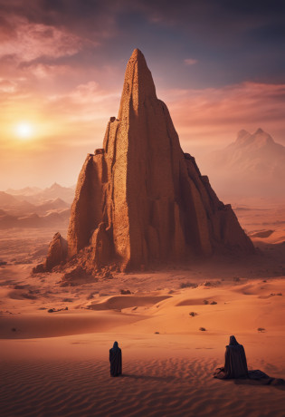 In the barren desert, There are idols of ancient Arab gods that they worship, Surrounded by mountains
