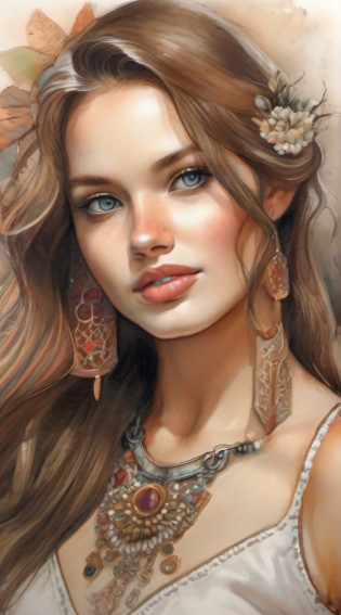 Boho style santa claus girl, vintage,  dynamic?Attractive posing, Full body,  small smile,  long hair, fickle face, perfect anatomy,beautiful face, flawless art line, watercolor, colored pencils, high quality, detail, white backgrund, wide background, perfect for book, steampunk, perfect anatomy, centered, approaching perfection, dynamic, highly detailed, watercolor painting, masterpiece, watercolor art, natural light, complex, elegant, full body, full body shot, pieces of color, sketchbook, hand drawn, dark, grainy, realistic sketch, rough sketch, character sheet, full body, beautiful and stunning full body, detailed full body, (((full body shot)))), realistic illustration