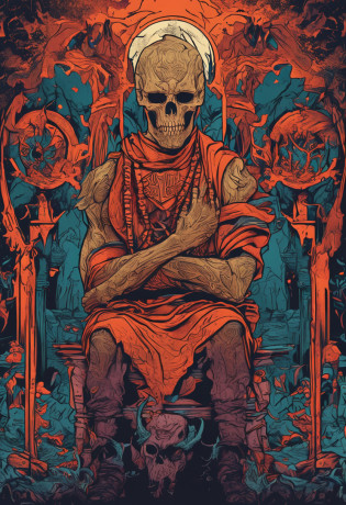 obra prima , EXCELENTE ARTE ,(ESTAMPA DE CAMISETA DESIGN), a medium-shot shot photo of a fearful necromancer, intrincado, alto detalhe, Dramatic,tudo centralizado png