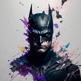 portrait �pique de batman tendance sur artstation, splash paint splatter, mise au point nette, photo de studio, d�tails complexes, tr�s d�taill�, par WLOP, tendance sur artstation, mise au point nette, photo de studio, d�tails complexes, tr�s d�taill�, par Greg Rutkowski, tendance sur artstation, mise au point nette, photo de studio, d�tails complexes, tr�s d�taill�, par Greg Rutkowski, v4 --q 0. 5 --v 4