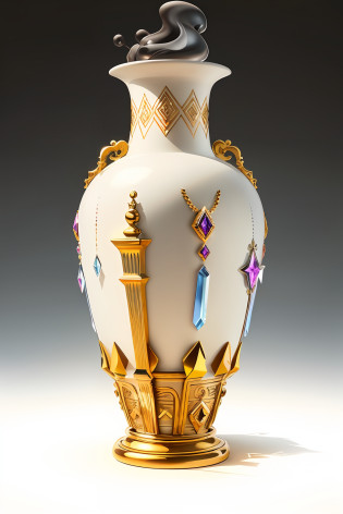 Ceramic vase?Ceramic material?White ceramic?Gorgeous vase?Gem-encrusted vase?Clash Royale style?Brawl style?cartoonish style?European and American cartoon style?clash of clans style?