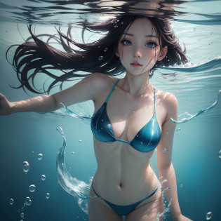 There is a woman swimming in the pool, (best quality, 8K, masterpiece: 1.3), petite body, (beautiful and detailed eyes), (super detail), (desktop wallpaper), beautiful face, (detailed face), clear facial features, (dynamic pose), underwater swimming, underwater shooting, underwater swimming, floating underwater, underwater photos, swimming in the depths of the water, in the water, under water, partially underwater, in the water! Up to the shoulder, underwater photography, underwater photography, asian female water element, in the water, long flowing hair underwater, underwater, swimming