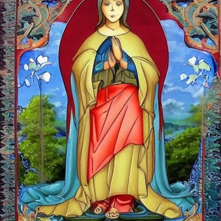 Virgen del valle estilo anime