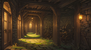 Within Eldoria, show a secret passage that leads to an underground chamber filled with ancient machinery. The passage is dimly lit, with a narrow stone pathway that winds through moss-covered walls. The walls are engraved with intricate symbols representing the history of Eldoria, hinting at the secrets concealed within.

As you descend deeper into the passage, the air becomes heavy with the scent of damp earth and the distant hum of machinery grows louder. The chamber itself is vast and awe-inspiring, with towering stone columns supporting a labyrinth of gears, pulleys, and pipes. The machinery is covered in a layer of dust, revealing its age and mystery.

The machinery in the chamber is both mesmerizing and mysterious. Large gears turn slowly, echoing with a rhythmic clanking sound, while smaller intricate contraptions whir and spin purposefully. The entire chamber is suffused with a soft, golden glow emanating from hidden lamps, casting long shadows that dance across the walls.

The color palette of the scene is rich and earthy, with hints of deep greens and browns reflecting the moss and aged stone. The subtle warmth of the golden glow brings a sense of ancient magic and hidden power to the atmosphere. The lighting in the chamber is soft but vivid, illuminating the intricate details of the machinery, enhancing its complexity and grandeur.

The prompt also emphasizes the highest quality and level of detail. Each cog, lever, and dial is crafted with extreme precision, with every gear tooth and engraved symbol visible in astonishing clarity. The level of detail is so fine that the viewer can perceive each texture, from the rough stone walls to the delicate engravings on the machinery.

The prompt evokes an aura of mystery, inviting the viewer to explore the secrets of Eldoria and the purpose behind the ancient machinery. It combines elements of fantasy, history, and steampunk, resulting in a captivating and immersive image that transports the viewer to a hidden rea