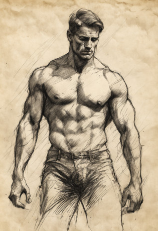 Rough charcoal sketch on old paper, muscular Male figure,dynamic pose,clean line art,+expressive line,in the style of expressive sketch drawing, hatching, black and white sketch, hand drawing, Rough charcoal sketch on old paper, muscular Male figure,dynamic pose,clean line art,+expressive line,in the style of expressive sketch drawing, hatching, black and white sketch, hand drawing, sketching, linear style::Sketchnote Stylesketching, linear style::Sketchnote Style