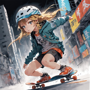 (((Yoji Shinkawa))), sticker of ultra detailed portrait of Noelle Silva skateboarding, high quality cell shaded illustration in post apocalyptic style by Yoji Shinkawa, full body, dynamic pose, perfect anatomy, centered, freedom, soul, approach to perfection, cell shading, 8k , cinematic dramatic atmosphere, watercolor painting, global illumination, detailed and intricate environment, artstation, concept art, fluid and sharp focus, volumetric lighting, cinematic lighting, Art by Yoji Shinkawa