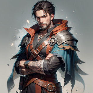 a young sorcerer with black skin and tribal tattoos, short black hair and beard, big bright black eyes, she is wearing a light cotton robe from neck to toe, inspired by Johannes Helgeson, rpg, portrait, painted portrait of Odin crashed, rpg book portrait, portrait of an adventurer, epic rpg portrait,  crisp rpg portrait, rpg character art, rpg portrait, by Johannes Helgeson, full body rpg portrait, full body, The man has an expression on his face that suggests he may be deeply in thought or concentration, His clothes appear to be made of different shades of blue and gray, giving him an overall rustic look