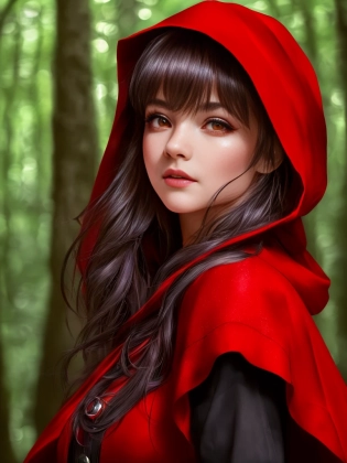 (little red riding hood), walking through the forest, beautiful detailed eyes, (eyelashes:1. 1), ((8k, RAW photo, highest quality, masterpiece), High detail RAW color photo professional close-up photo, (realistic, photo realism:1. 4), (highest quality), (best shadow), (best illustration), ultra high resolution, highly detailed CG unified 8K wallpapers, physics-based rendering, cinematic lighting)