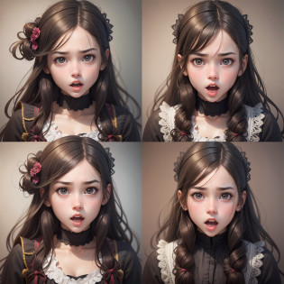 a closeup of a girl with different expressions on her faces, facial expression, cute expression, different expression, facial expression showing throat, facial expressions, full of expressions, detailed facial expressions, detailed facial expression, realistic facial expression, full of expressions, she has a beautiful expressive face, confused facial expression --auto --s2