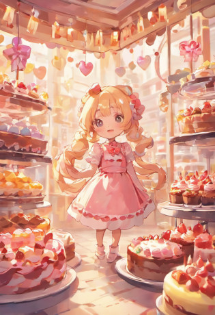 (A cute, Cartoonish dessert characters?Has minimal human characteristics): Sweet and lively face, Round and shiny eyes, Cute little mouth, Soft and soft body, extremely colorful?Vibrant appearance, adorable expression, The limbs are small and stout, Joy and joyful resonance, Naughty and mischievous personality, A little clumsy?But full of charm, A touch of magic and wonder, Surrounded by desserts and sugary treats, A whimsical dessert wonderland, Fill with sweets, chocolate bar, and pastries, Sugar-coated fantasy world, Land where calories don't count, A delicious adventure in dessert paradise, Bright colors and a joyous atmosphere, Sweet aroma, With marshmallow clouds and lollipop trees as background, A cheerful and seductive presence, A dessert companion?Bring a smile to everyone's face. (Best quality, High-res), A delightful blend of sweetness and cuteness, A masterpiece of confectionery art, Eye and heart care, Mesmerizing and coveted creations, Light up the dessert companion for any day.