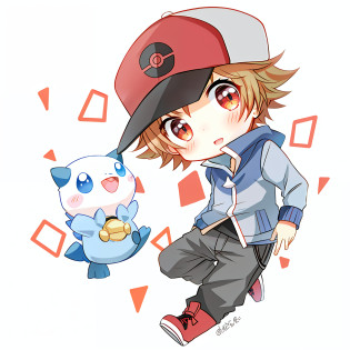 Anime boy in hat and stuffed animals, pokemon anime style, style of anime?, pokemon trainer, for pokemon red and blue, akihiko yoshida!, illustration pokemon, pokemon style, High-quality fanart, Cute!, Pisif, anime chibi, Cute:2, style of cute pokemon, 8K!, Anime!!!!!!!!!!!!!!!, Anime boy, Cute anime, cute artwork