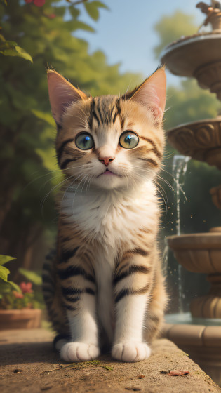 There is a cat next to a fountain, gato bonito, awesome cat, an adorable kitten, Gatinho bonito, Pouncing, um gato bonito, aw, foto de gato bonito, O gatinho mais fofo de todos os tempos, curious expression, gato bonito, lindo e bonito, Olhar travesso, Gato na floresta, cute and adorable, Animal bonito, POV de calcanhar