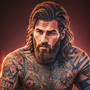 Arafed image of a man with beard and tattoos, Messi, portrait of Lionel Messi, Lionel Messi, the best of all time, Messi as a viking, Messi as cyborg, 8k HQ, loaded, 8K highly detailed ?? ? ? ? ?, full device, red BG, Guapo, HQ 4K phone wallpaper, Luis Melo --auto --s2