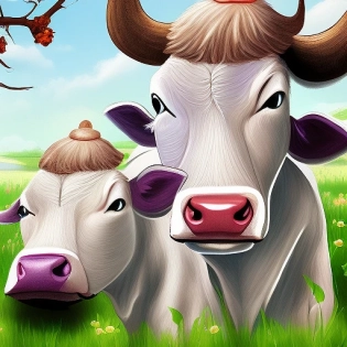 cow cartoon game art white backround