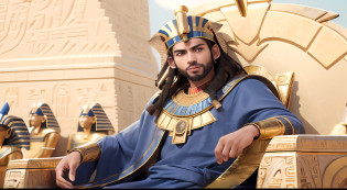 Homem arafed em um manto azul sentado em um trono de ouro, pharaoh clothes, pharaon, wearing an egyptian crown, Egyptian god, the egyptian god, Egyptian, pharaon, Retrato do Imperador da Humanidade, Retrato de um Rei, brown skin man egyptian prince, Egito Deus, egyptian clothes, wind egyptian god, descansando em seu trono, Majestade em roupas nobres 4k ultra HD