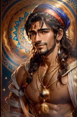 Masterpiece Photography Ultra Realistic, 4K and 12K resolution. 
Aladdin:
Masterpiece Photography Ultra Realistic Description: Aladdin, the beloved hero of Arabian folklore, enchants in a captivating 12K hyper-realistic depiction. His youthful features, framed by a neatly trimmed beard, emanate a sense of innocence and charm. Sparkling brown eyes hold a mischievous twinkle, reflecting his adventurous spirit. Sun-kissed skin, with a hint of a golden tan, adds to his youthful allure. Tousled locks of dark hair, adorned with a traditional fez, give him an air of whimsy and playfulness. Whether clad in humble street attire or adorned in princely garments, every detail, from the intricacies of his costume to the warmth in his smile,is rendered with hyper-realistic precision, bringing this legendary character to life.