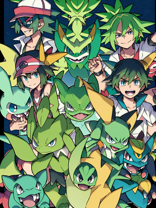 Pok�mon is a Pok�mon with a green leaf on its head, Bulbasaur, imagem anime Gelbooru, esguicho, illustration pokemon, estilo de pokemon bonito, imagem de anime safebooru, similar to pokemon, its name is greeny, pokemon estranho, new pokemon, Pok�mon anime style, Nota de Erak, style of pokemon, smug smirk, master part!