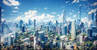 arafly shot of a city with a lot of tall buildings, super wide view of a cityscape, shenzhen, sky - high view, hyper wide view, baotou china, ruanjia, wide angle photo, Hangzhou, Far view, Faraway view, view from high, wide angle shot 4 k hdr, City view