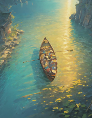 Draw boats in lakes with mountains and sun,dreamlike digital painting, fantasy digital painting, fantasy. gondola boat, Chinese style painting, digital cartoon painting art, glossy digital painting, Chinese painting style, Digital fantasy painting, 8k resolution digital painting, 8 k resolution digital painting, Fantasy landscape painting, A beautiful artwork illustration, 4 k digital painting