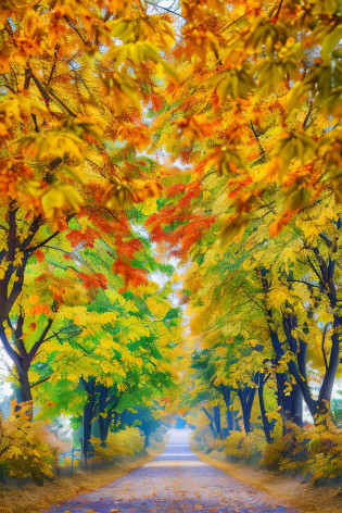 A road lined with yellow-leaved trees, golden autumn, maple trees along street, Autumn oak trees, breath - taking beautiful trees, breath-taking beautiful trees, fall season, in fall, Beautiful trees, autumn maples, colorful autumn trees, in fall, Maple trees with autumn leaves, during fall, very beautiful photograph of, trees with lots of leaves