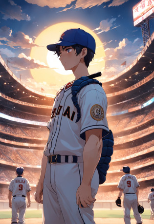 Sunshine Boys?Charming temperament?Baseball uniforms?Crooked baseball cap?Wear baseball gloves on your right hand?Hold a ski in your left hand?