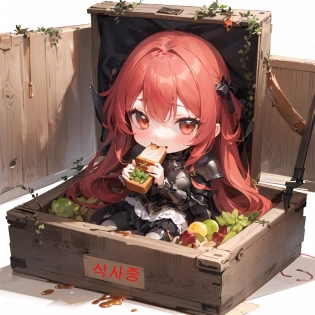 (masterpiece), (((high quality, best quality:1. 3))), (best illustration), (emoji sticker:1. 2), (((chibi:1. 4))), GIRL, fantasy, colorful, vivid, girl focus, cute, lovely, kawaii, conceptual art, character portrait, white background, (((a wooden box with a girl inside of it with a lot of foods in it:1. 4))), solo, big wooden box, a lot of foods, sandwich, tarot, jam, bread, eating foods, inside of box